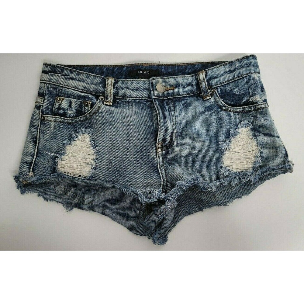 Forever 21 Womens Size 25‎ Distressed Denim Cut Off Booty Shorts